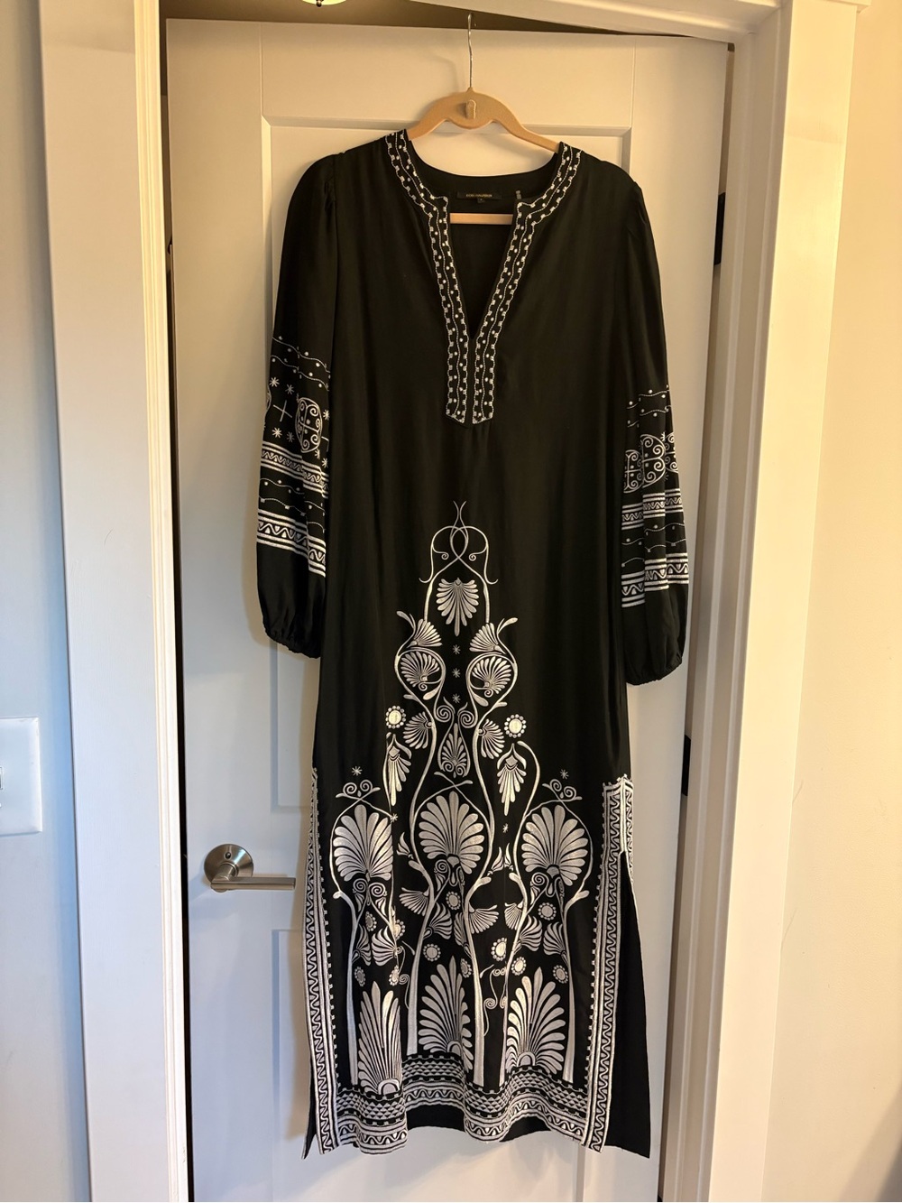Kobi Halperin Black Dress with White Embroidered Trim